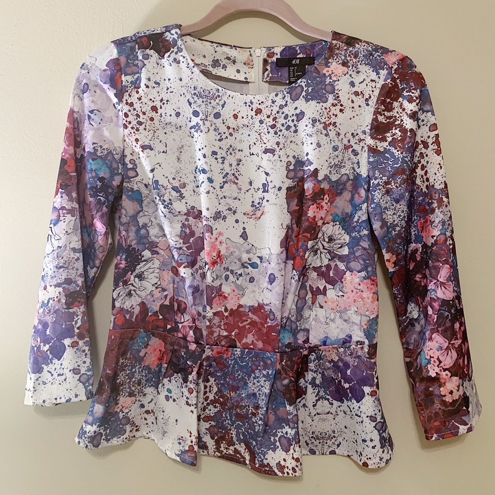 Multi-colored H&M peplum blouse